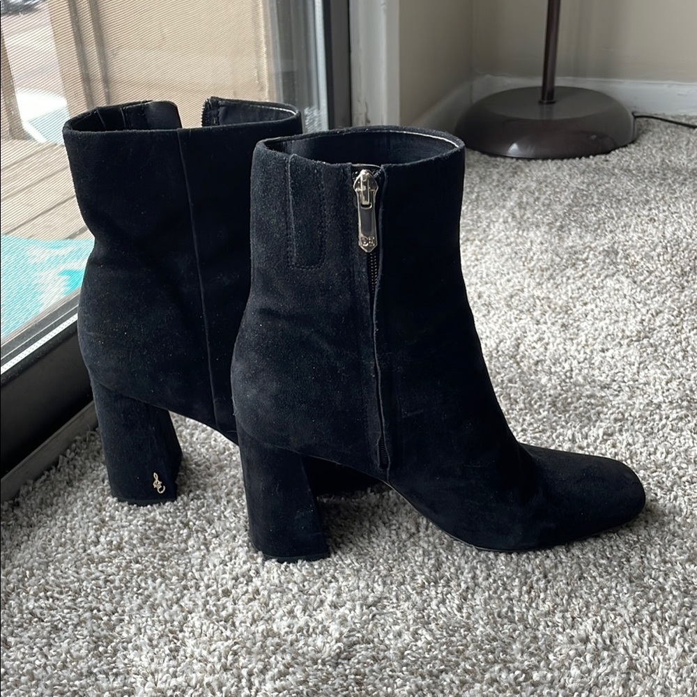 Elegant Black Suede Sam Edelman Ankle Boots